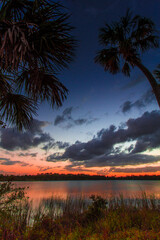 Colorful Sunset over Lake Zobel, George LeStrange Preserve, Fort Pierce, Florida