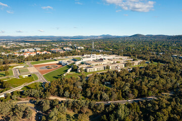 Aerial view of Parliament of Australia in Canberra - 506319711