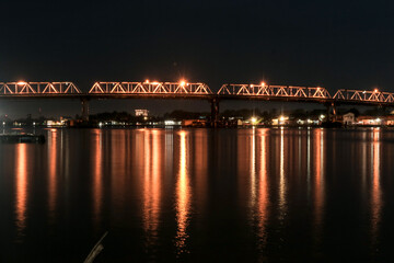 night view of the city of the river