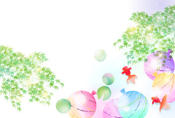 金魚　もみじ　夏　背景