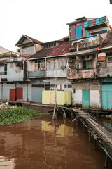 Fototapeta premium Shop house by the river. Pontianak, Indonesia.