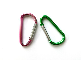pink and green metal clip locking isolate.
