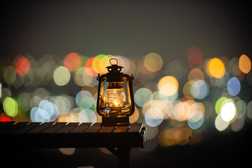 夜景とランタン