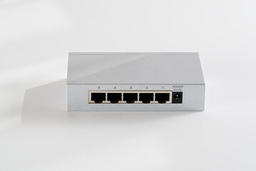 Small router and switch. tcp ip network business concept. High - performance gigabit switch. home...