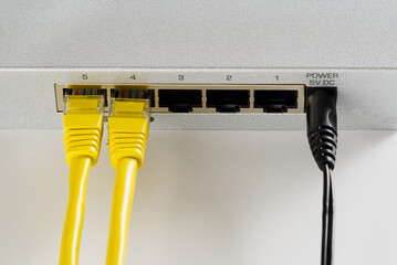 Small router and switch. tcp ip network business concept. High - performance gigabit switch. home...