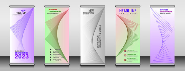 Roll up banner template design,banner layout, advertisement, pull up, polygon background