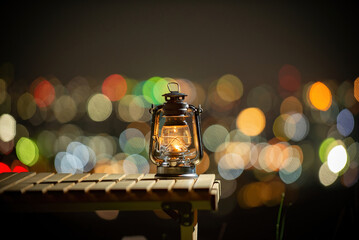 夜景とランタン