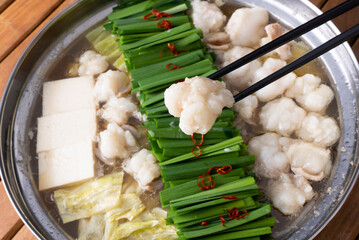 もつ鍋 牛肉 ニラ 豆腐 鍋 湯豆腐 ホルモン鍋