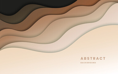 Brown to dark gradient background dynamic wavy light and shadow. liquid abstract background. modern elegant design background. illustration vector 10 eps.