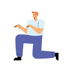 young man kneeling character character