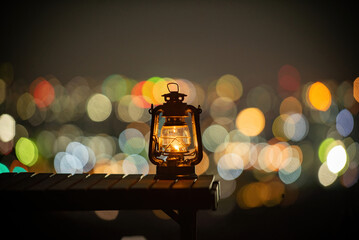 夜景とランタン