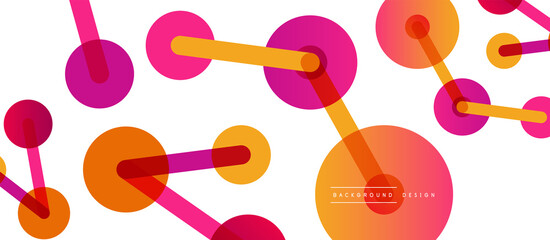 Abstract background. Round dots connected by lines. Trendy techno business template for wallpaper, banner, background or landing