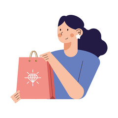 elegant woman with shopping bag