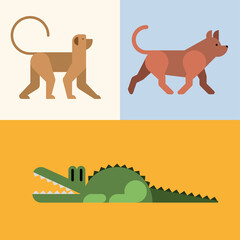 three animals basic forms style
