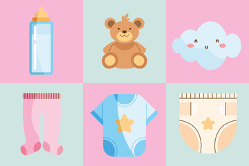 six baby shower icons