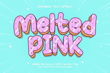 Editable text effect - Melted Pink 3D Flat cartoon style