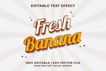 3d Fresh Banana Cartoon Editable Text Effect Premium Vector