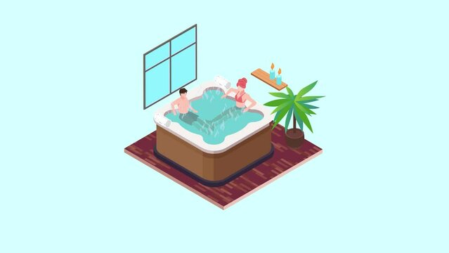 Young couple relaxing together on the bathtub