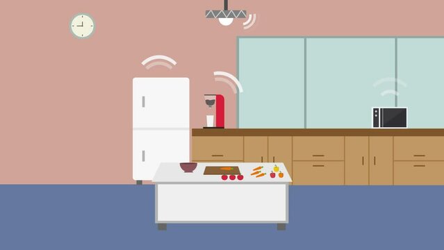 Young woman cooking in the smart kitchen