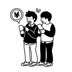 スマートフォントラブルに悩む子どものイラスト
