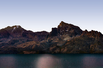Snow-capped mountains in front of the lake, in Ticlio, Peru