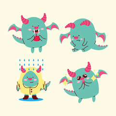 four demons kawaii characters