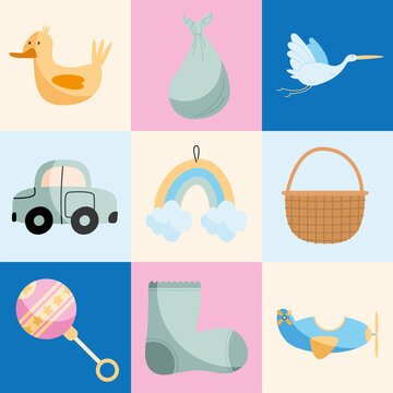 Nine Baby Shower Icons