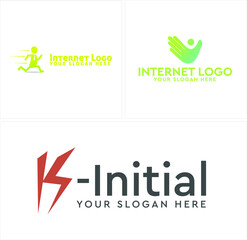 A set of illustration logo template with symbol business people sprint and hand palm vector design suitable for business service internet leader work label modern