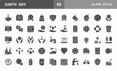 Earth Day icons glyph set of vector. Can used for digital product, presentation, UI and many more.