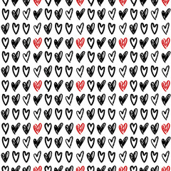 Vector seamless doodle heart pattern, polka dot hand drawn with hearts. Perfect for wallpaper, pattern fills, web page background,surface textures, wrapping paper, fabric print