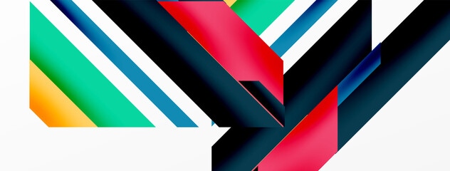 Minimal geometric abstract background. Dynamic 3d lines composition. Trendy techno business template for wallpaper, banner, background or landing