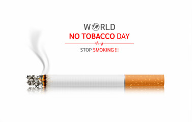 World No Tobacco Day, May 31 Illustration. Stop smoking concept for health. It looks like a cylindrical roll wrapped in paper. Normal sizes are shorter than 120 mm.