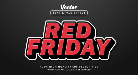 Editable text effect, Red Friday text with modern and metallic dark color style