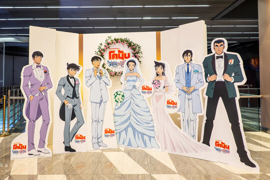 Bangkok,Thailand &ndash; May 22, 2022:Advertising decoration for the movie called Conan: The Bride of Halloween and displays at the cinema to promote the movie
