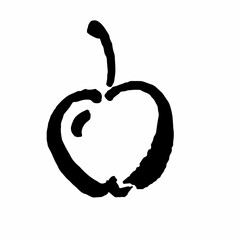 Apple vector sketch icon isolated on background. Hand drawn ink brush illustration. Icon for infographic, website or app.