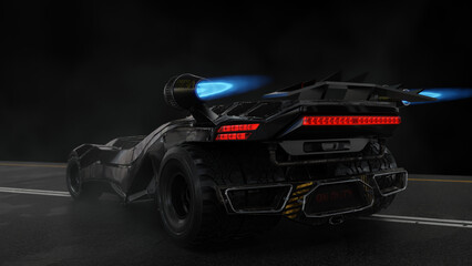 Obraz na płótnie Canvas racing car with jet engine in the night