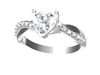 Obraz premium Wedding ring with diamond. Sign of love. Fashion jewelry .3D rendering
