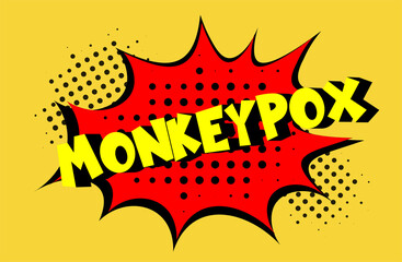 MONKEYPOX VIRUS vector comic halftone style illustration - Monkeypox is a zoonotic viral disease that can infect human, nonhuman primates, rodents, and some other mammals.