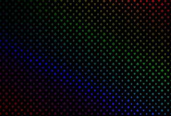Dark multicolor, rainbow vector background with cards signs.
