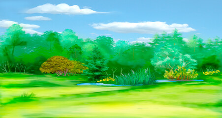 Forest glade on a sunny summer day © multipedia