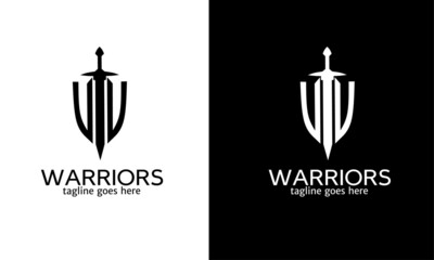 Illustration vector graphic of template logo sword and shield perfect for warriors concept logo