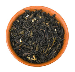 Dry Tea leaves on white background