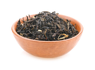 Dry Tea leaves on white background