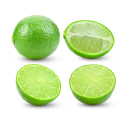 Green lime isolated on white background