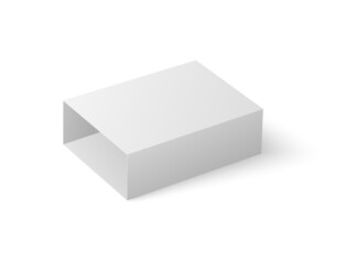White open box slider, mockup, template on white background vector realistic illustration.