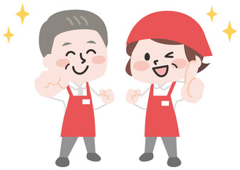 スーパーの店員さんたち（シニア）