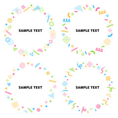 ポップな幾何学模様の円形フレームセット