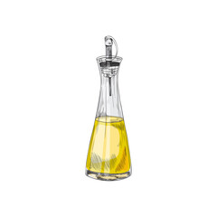 Bottle of oil for serving with nozzle, hand drawn vector illustration isolated.