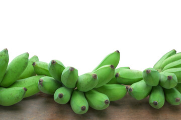 Green banana isolated on white with clipping path.