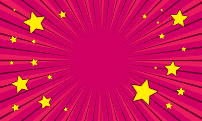 Comic pink background with star illustration